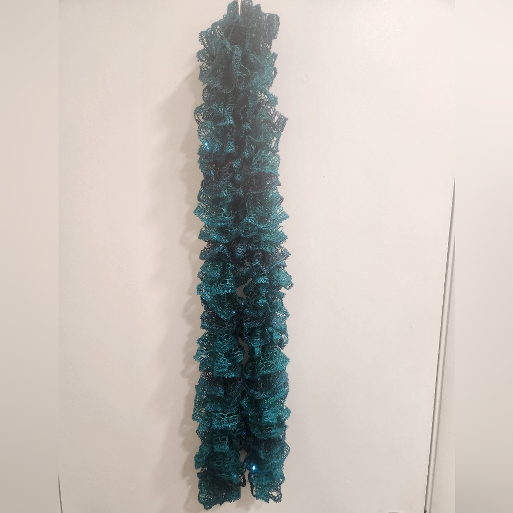 Dark Teal Handmade Ruffle Scarf